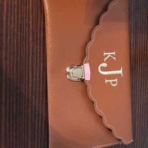 Camel Monogrammed Clutch